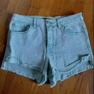 Distressed Acid Wash Denim Shorts